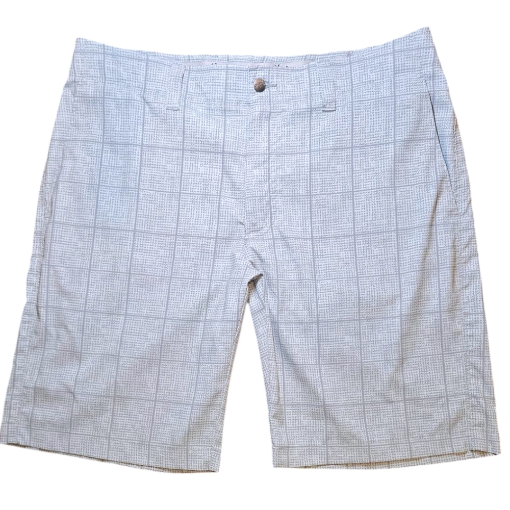 Mens Callaway Golf Short 34 Grey Grid Opti Dry Stretch Waistband 10" Inseam